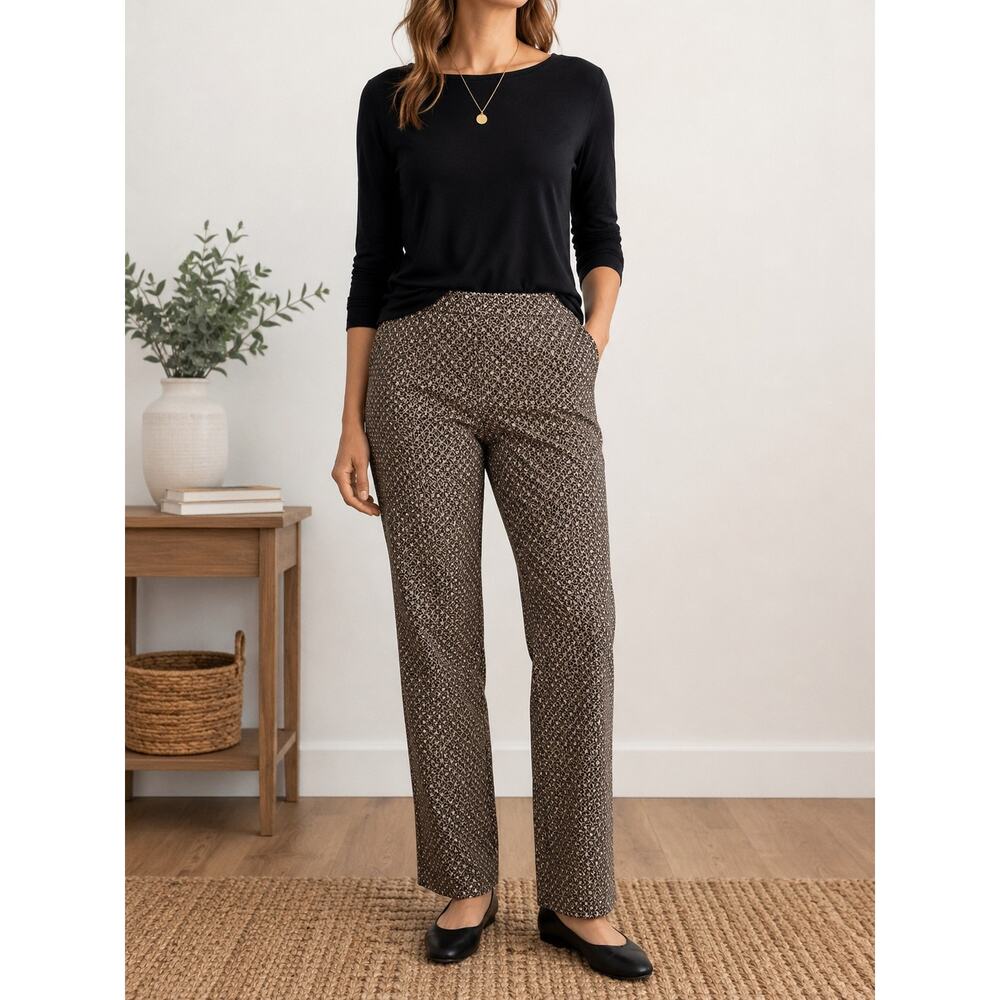 J Jill Women’s Ankle Pants Geometric Stretch Straight Leg Career size 12 T